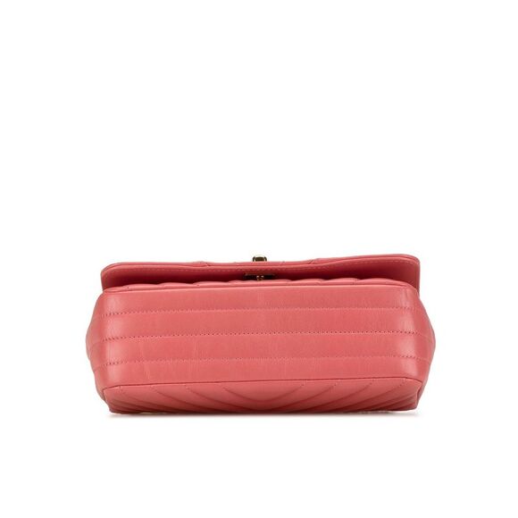 Pre Loved Chanel Mini Chevron Calfskin Statement Flap Women Pink Crossbody Bags - Picture 3 of 6